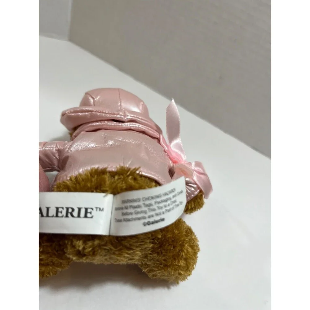 Galerie Teddy Bear Leather Looking Jacket Stuffed Animal Plush Flower Buttons